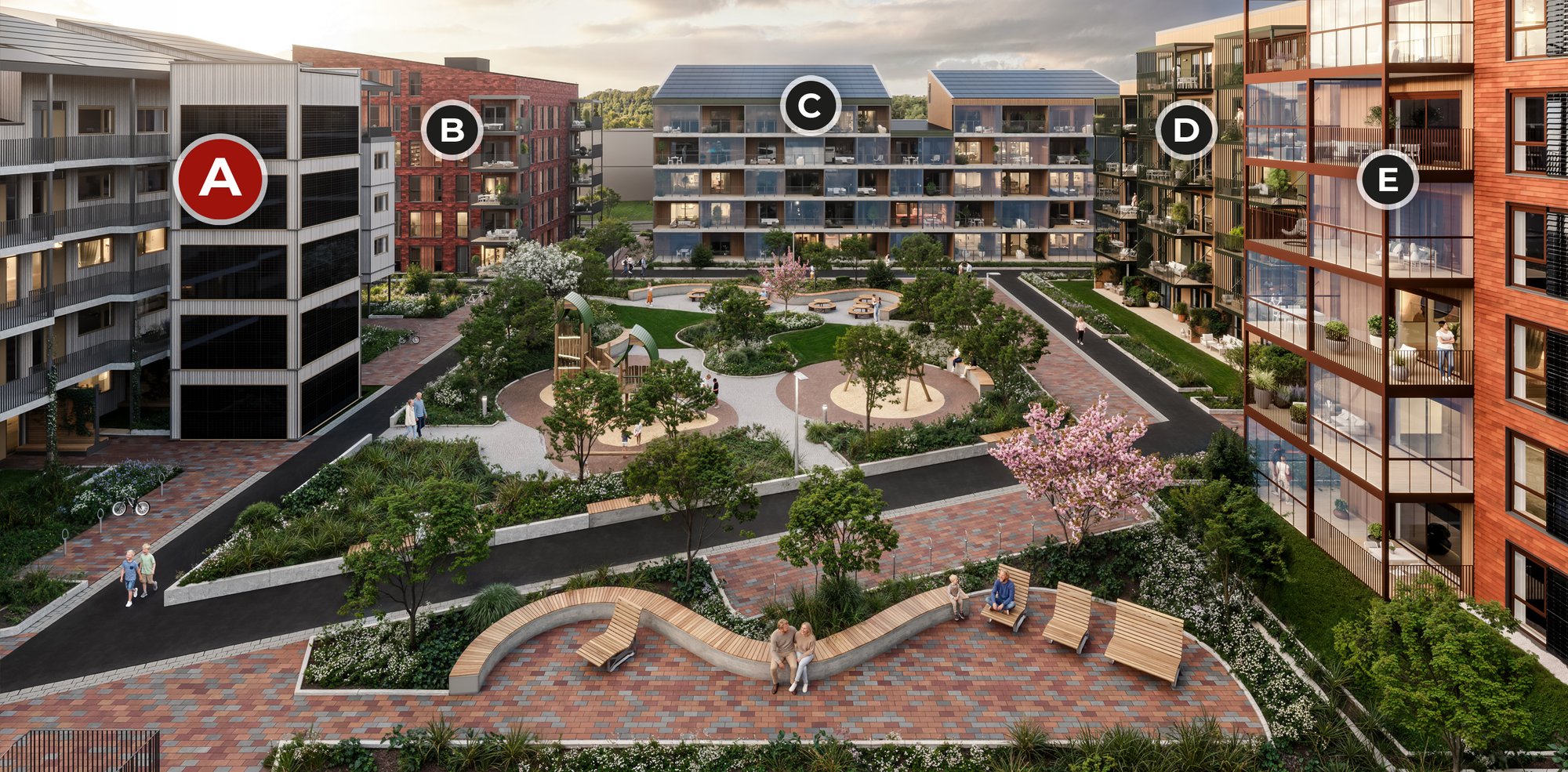 Hagen verket atrium med hus nr A