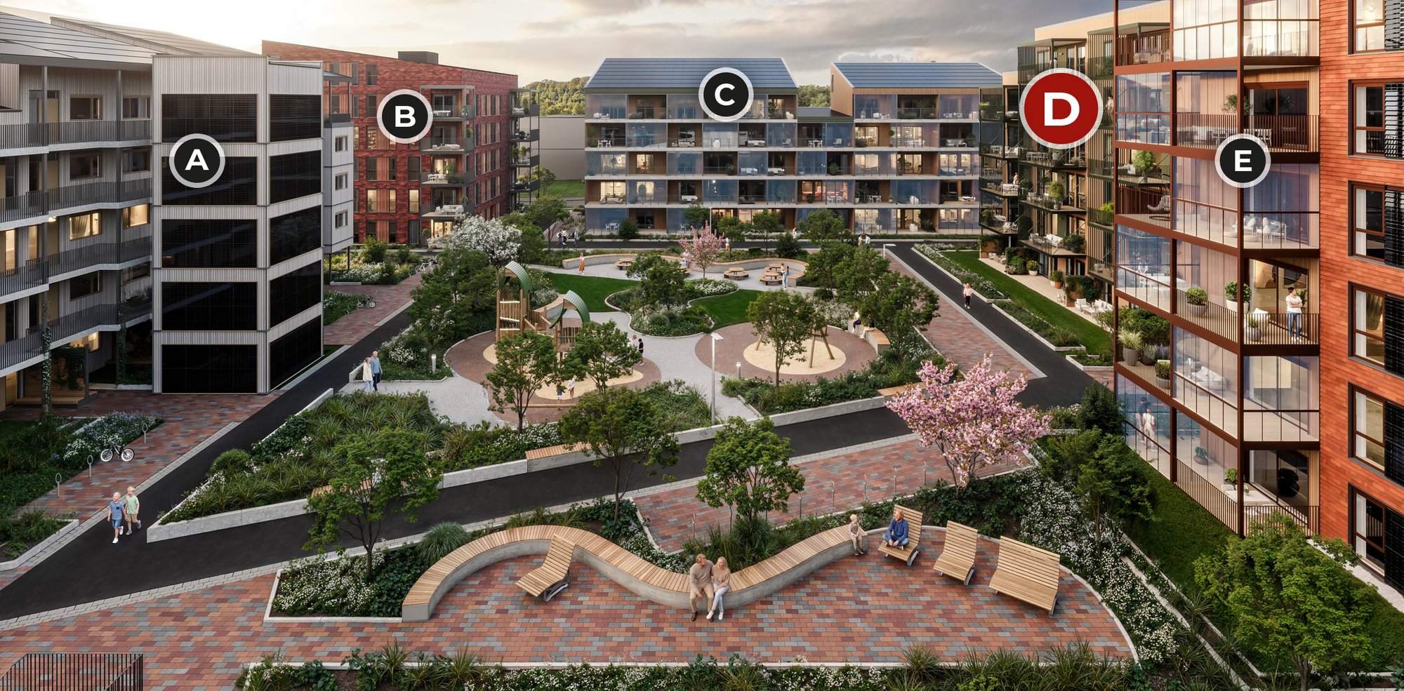 Hagen verket atrium med hus nr D