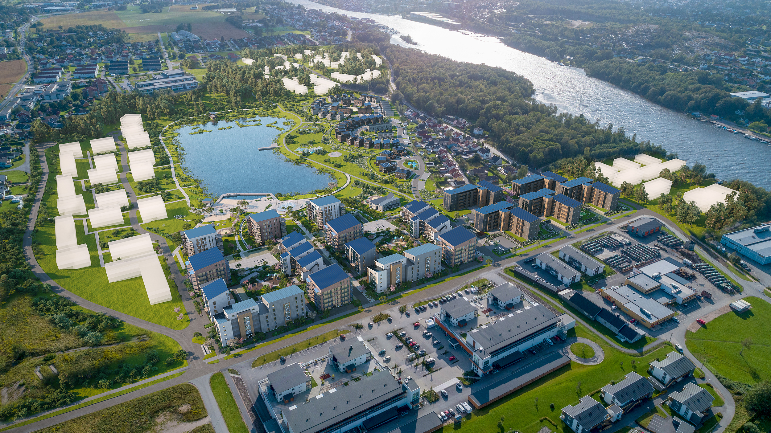 Verksbyen - drone fra nord